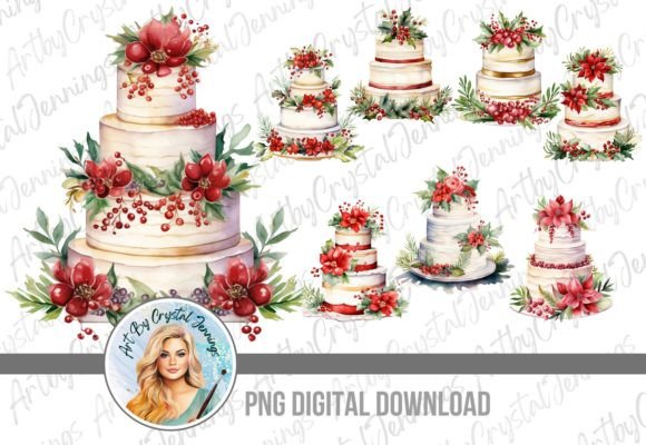 Download Floral Christmas Wedding Cake PNG - Premium Bundle