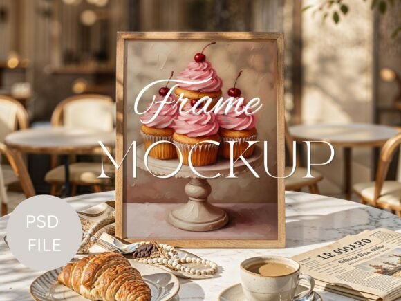 Download Parisian Cafe Aesthetic Frame Mockup - Cafe aesthetic Collection