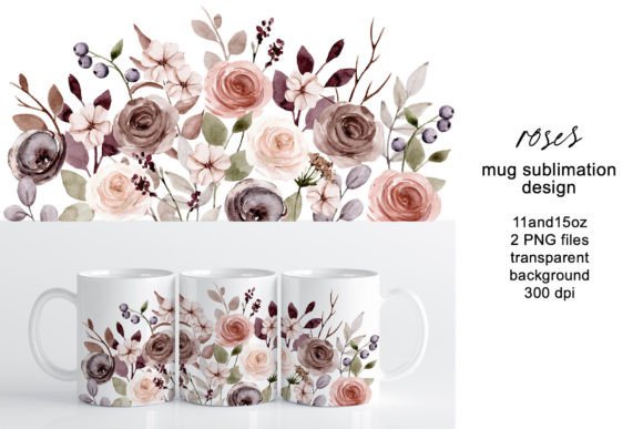 Download Mug Sublimation Design with Flowers Rose - Sublimation design Collection