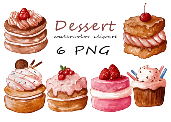 Download Watercolor Dessert Clipart, Cake, Png - Premium Bundle